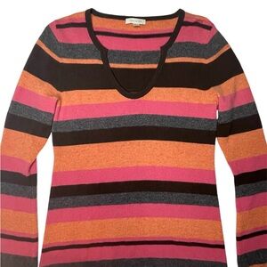 Garnet Hill 100% Cashmere size XS women’s sweater/top/long sleeve/stripes